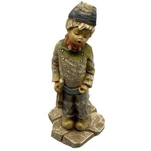 Vintage ceramic figure cody verb Singing Dutch Boy Violin red scarf black READ